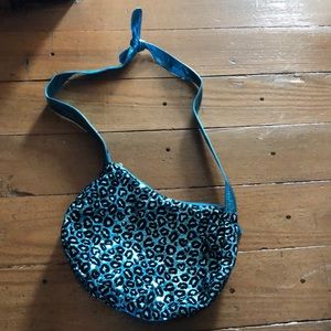 Blue cheetah print sequin bag